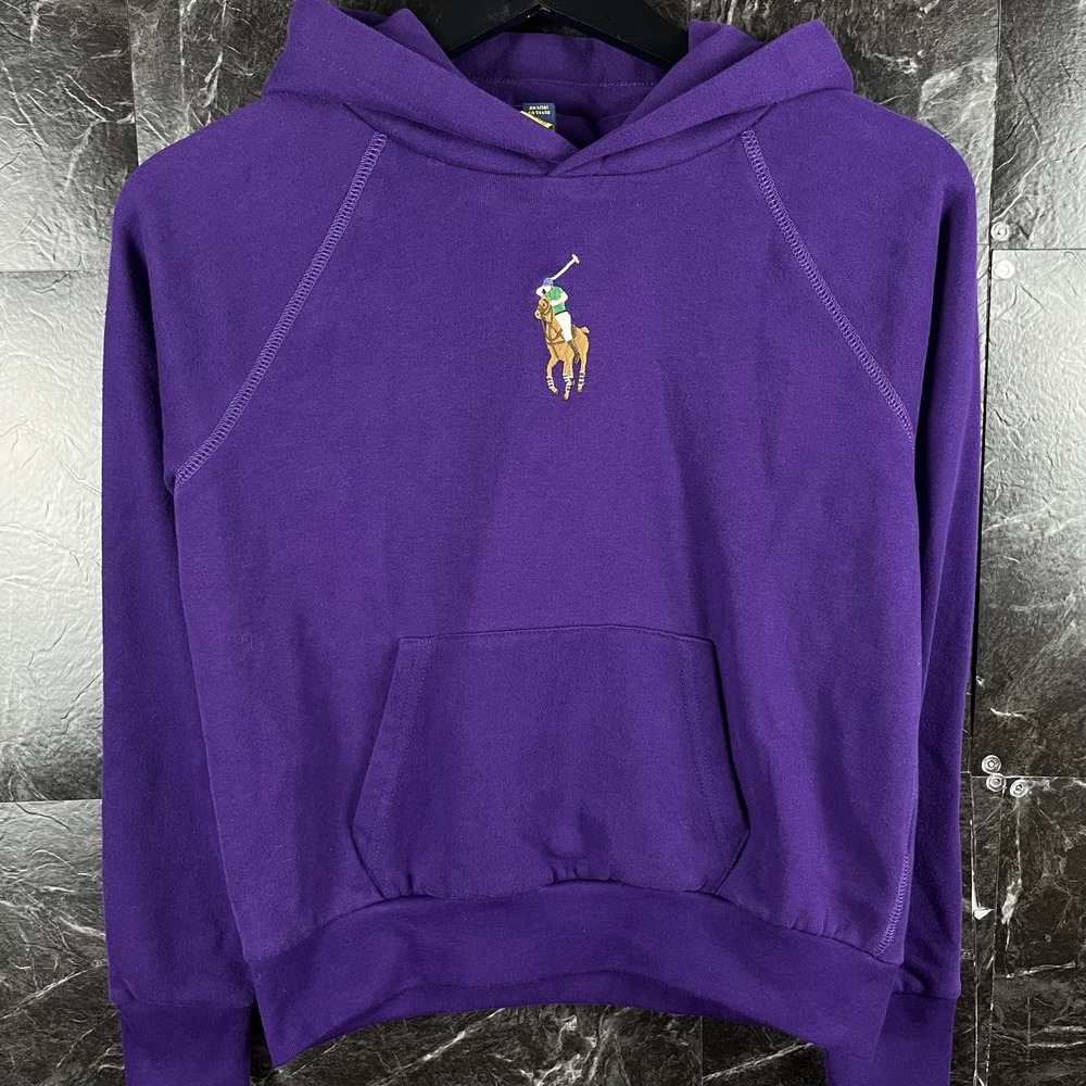 Polo Ralph Lauren Girl's Purple Big Pony Fleece Hoodie XL (Women's XS)